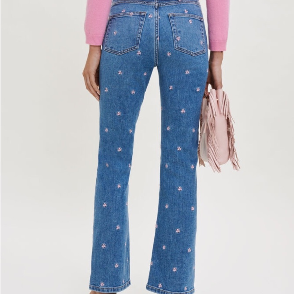 NWT Maje JEANS WITH DAISY EMBROIDERY